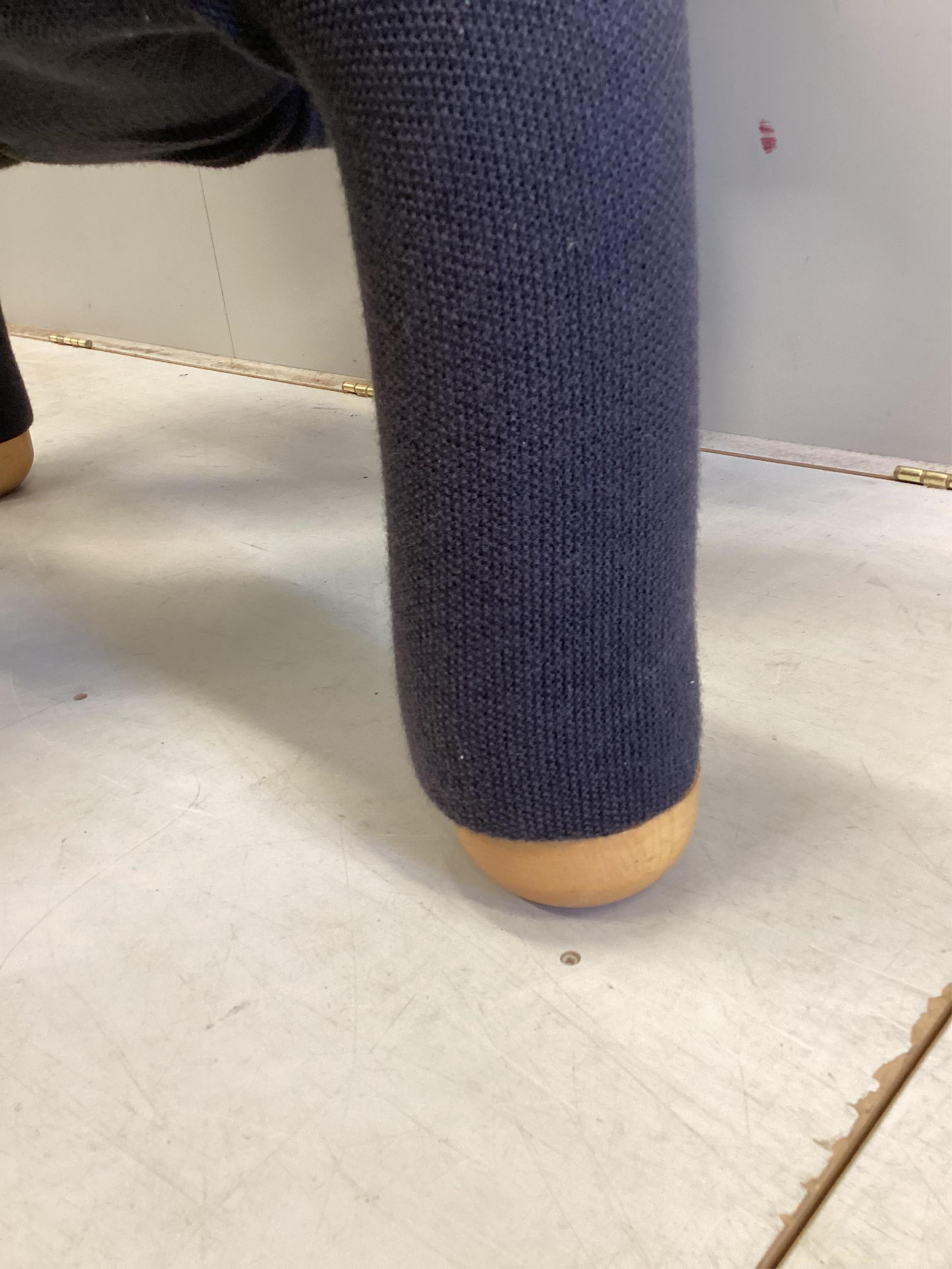 A Varier Elkstrom geometric chair, dark blue / grey upholstery, width 70cm, depth 64cm, height 82cm